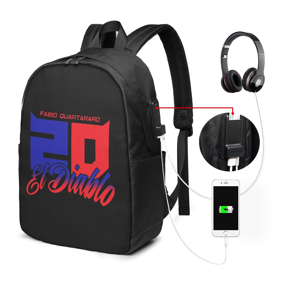 Laptop Bag - Fabio Quartararo El Diablo Number Rucksack,