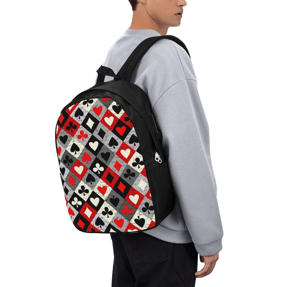 Laptop Bag - Rucksack mit Spielkarten-Poker-Print, Reisetasche für Notebooks,